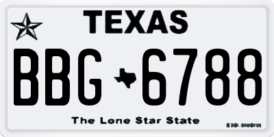 TX license plate BBG6788