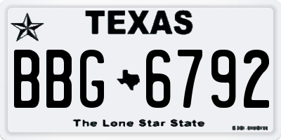 TX license plate BBG6792