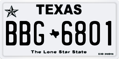 TX license plate BBG6801