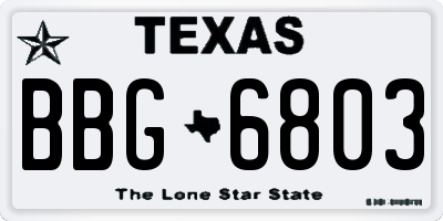 TX license plate BBG6803