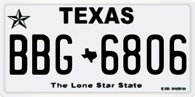 TX license plate BBG6806