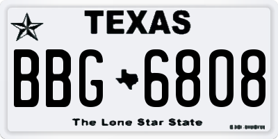 TX license plate BBG6808