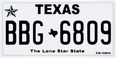 TX license plate BBG6809