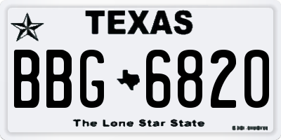 TX license plate BBG6820