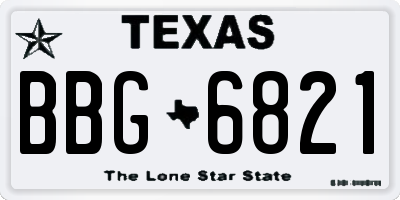 TX license plate BBG6821