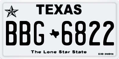 TX license plate BBG6822
