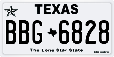 TX license plate BBG6828