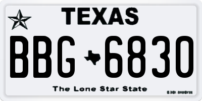 TX license plate BBG6830