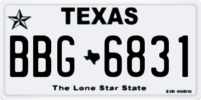 TX license plate BBG6831