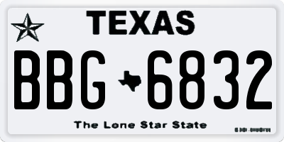 TX license plate BBG6832