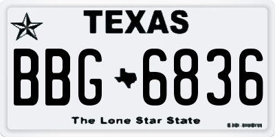 TX license plate BBG6836