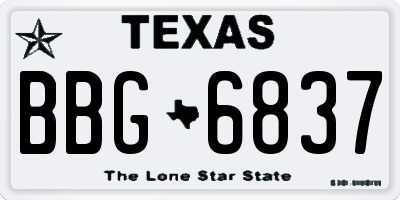 TX license plate BBG6837