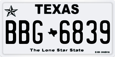 TX license plate BBG6839