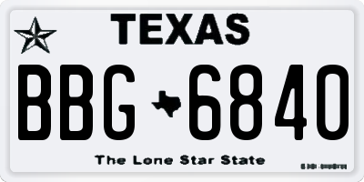 TX license plate BBG6840