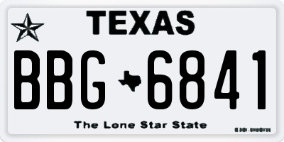 TX license plate BBG6841