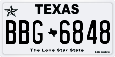 TX license plate BBG6848