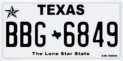 TX license plate BBG6849