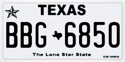 TX license plate BBG6850