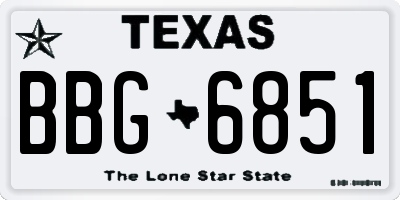 TX license plate BBG6851