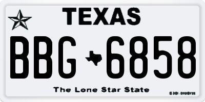 TX license plate BBG6858