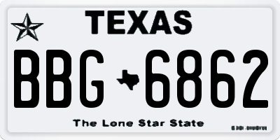 TX license plate BBG6862