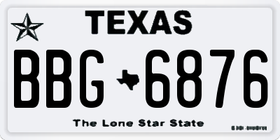 TX license plate BBG6876