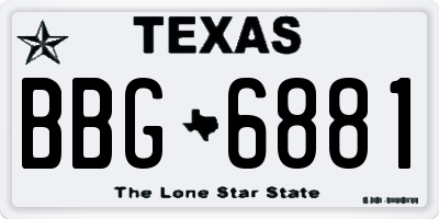 TX license plate BBG6881