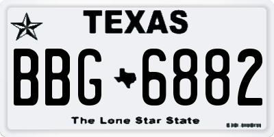TX license plate BBG6882