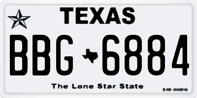 TX license plate BBG6884