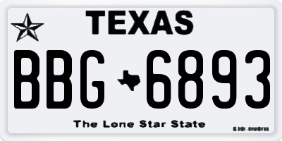 TX license plate BBG6893