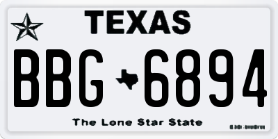 TX license plate BBG6894