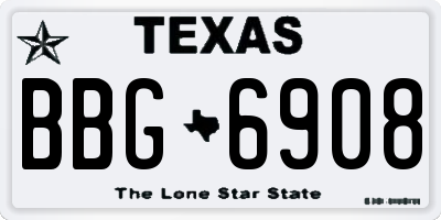 TX license plate BBG6908