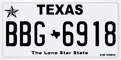 TX license plate BBG6918