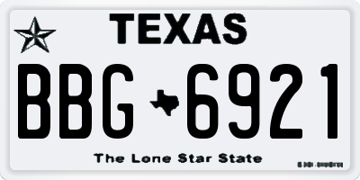 TX license plate BBG6921