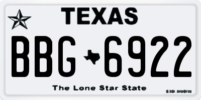 TX license plate BBG6922