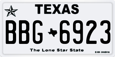 TX license plate BBG6923
