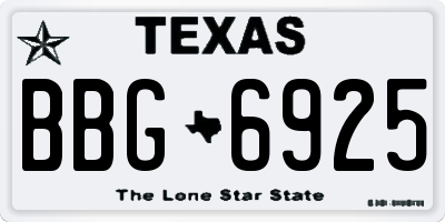 TX license plate BBG6925