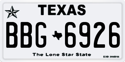 TX license plate BBG6926