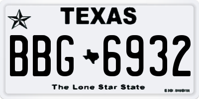 TX license plate BBG6932