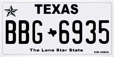 TX license plate BBG6935