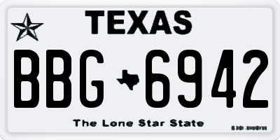 TX license plate BBG6942