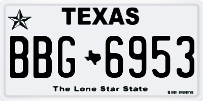 TX license plate BBG6953