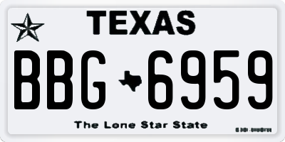 TX license plate BBG6959