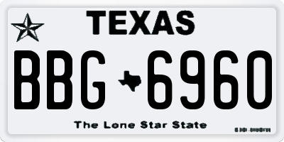 TX license plate BBG6960