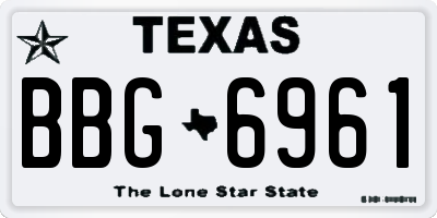 TX license plate BBG6961