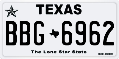 TX license plate BBG6962