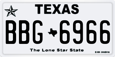 TX license plate BBG6966