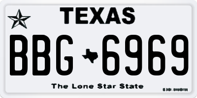 TX license plate BBG6969