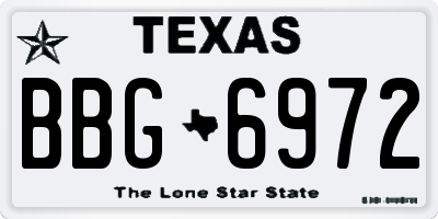 TX license plate BBG6972