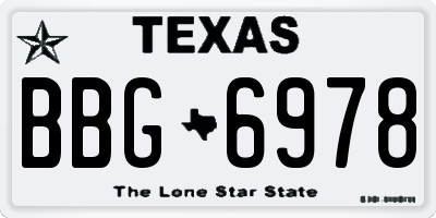 TX license plate BBG6978